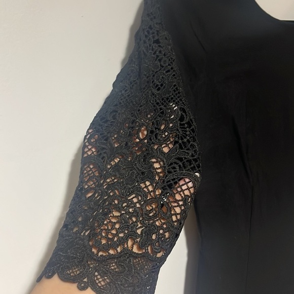Lulus Lace Sheath Dress Medium 3/4 Sleeve Crew Neck - Picture 4 of 11